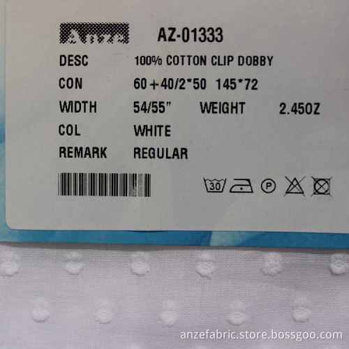 100% cotton dobby mercerized soft finished dobby fabric